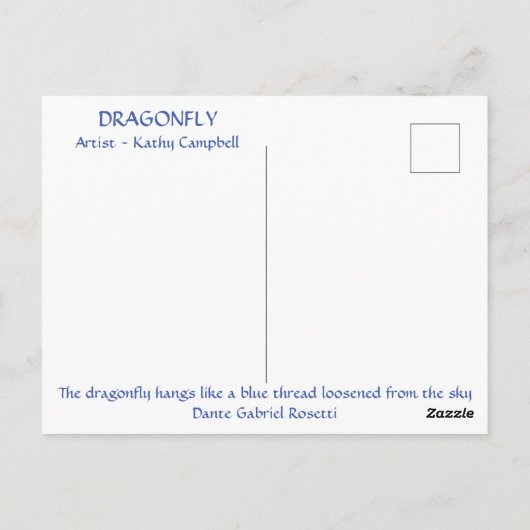 Dragonfly Waterverf Briefkaart (Achterkant)