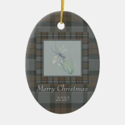Dragonfly Waterverf Fraser Clan kerstmis Keramisch Ornament (Voorkant)