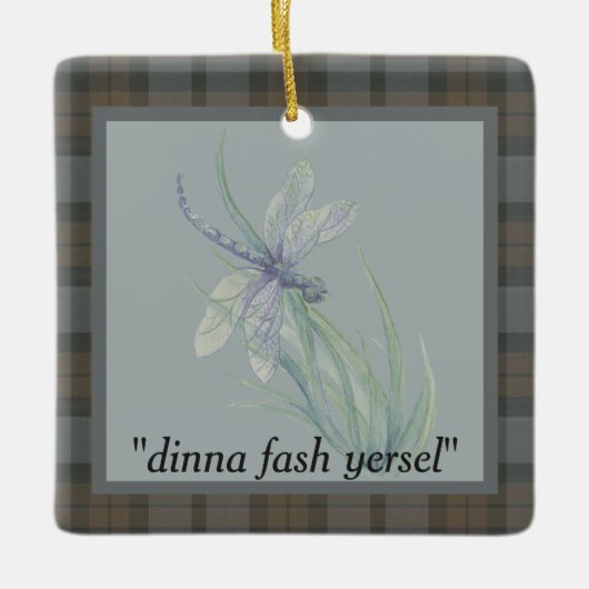 Dragonfly Waterverf Fraser Clan Tartan Grey Blue Keramisch Ornament (Voorkant)