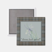 Dragonfly Waterverf Fraser Clan Tartan Grey Blue Magneet (Voorkant / Achterkant)