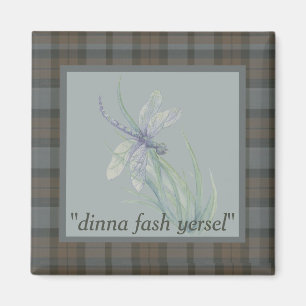Dragonfly Waterverf Fraser Clan Tartan Grey Blue Magneet