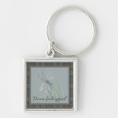 Dragonfly Waterverf Fraser Clan Tartan Grey Blue Sleutelhanger (Voorkant)