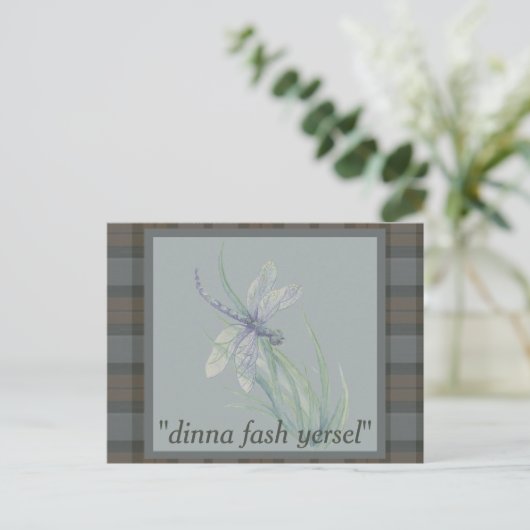 Dragonfly Waterverf Fraser Clan Tartan Pset Briefkaart