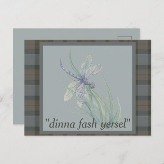 Dragonfly Waterverf Fraser Clan Tartan Pset Briefkaart (Voorkant / Achterkant)