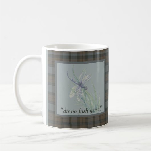 Dragonfly Waterverf Fraser Clan Tartan Quote Koffiemok (Links)