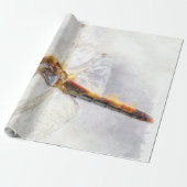 Dragonfly Waterverf Pastel White Achtergrond Cadeaupapier (Uitgerold)