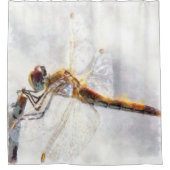 Dragonfly Waterverf Pastel White Achtergrond Douchegordijn (Voorkant)