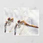 Dragonfly Waterverf Pastel White Achtergrond Feestdagenkaart (Voorkant / Achterkant)