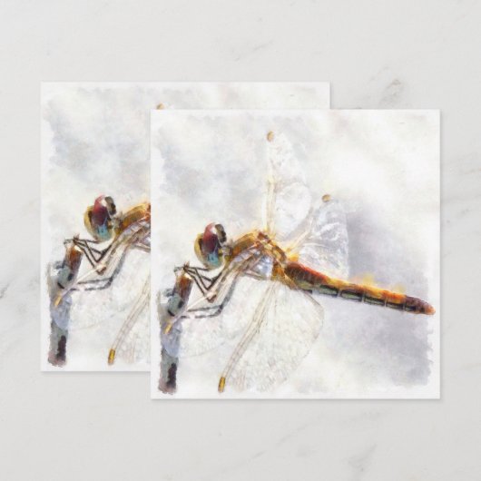 Dragonfly Waterverf Pastel White Achtergrond Feestdagenkaart (Voorkant / Achterkant)