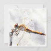 Dragonfly Waterverf Pastel White Achtergrond Feestdagenkaart (Voorkant)