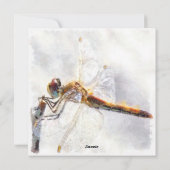Dragonfly Waterverf Pastel White Achtergrond Feestdagenkaart (Achterkant)