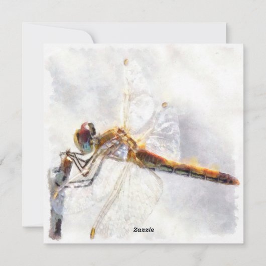 Dragonfly Waterverf Pastel White Achtergrond Feestdagenkaart (Achterkant)