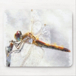 Dragonfly Waterverf Pastel White Achtergrond Muismat
