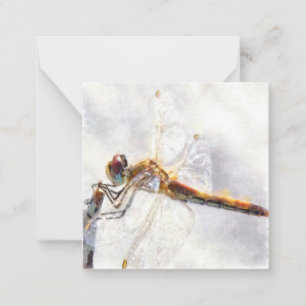 Dragonfly Waterverf Pastel White Achtergrond Notitiekaartje