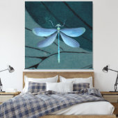 Dragonfly-waterverf tekenen canvas afdruk (Insitu (Slaapkamer))