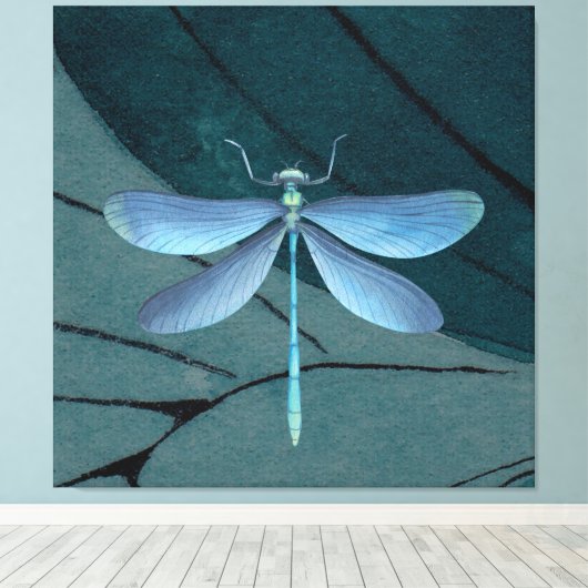 Dragonfly-waterverf tekenen canvas afdruk (Insitu (Houten vloer))