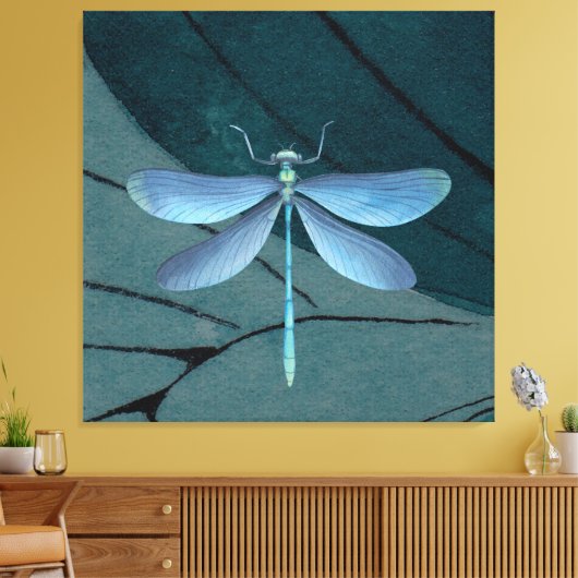 Dragonfly-waterverf tekenen canvas afdruk (Insitu (Woonkamer))