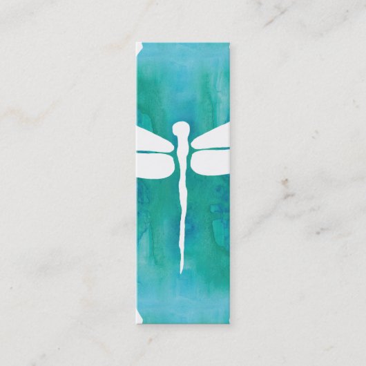 Dragonfly Waterverf White Aqua Blue Dragonflies Mini Visitekaartje (Voorkant)