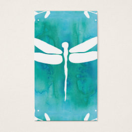 Dragonfly Waterverf White Aqua Blue Dragonflies Visitekaartje