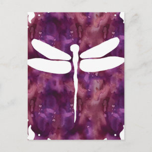 Dragonfly Waterverf Witte Paarse rode libellen Briefkaart