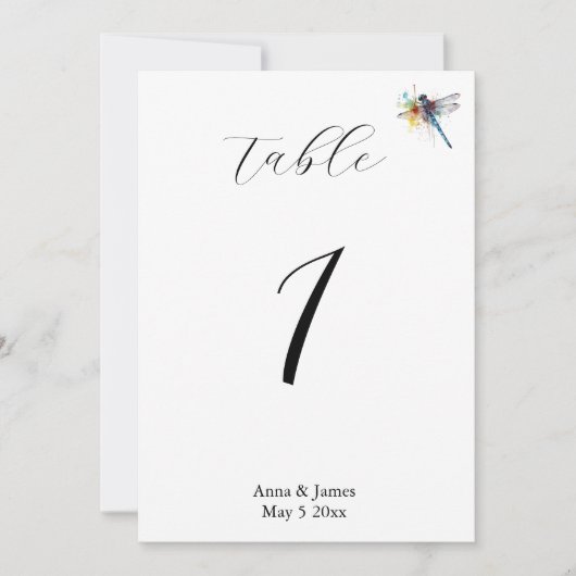 Dragonfly Wedding, aangepast tafelnummer (Voorkant)