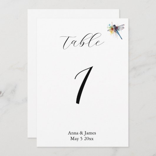 Dragonfly Wedding, aangepast tafelnummer (Voorkant / Achterkant)