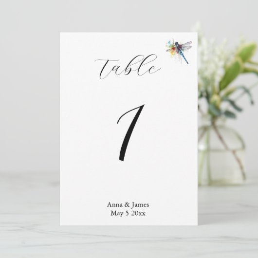 Dragonfly Wedding, aangepast tafelnummer (Staand voorkant)