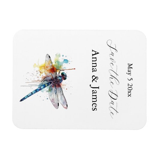 Dragonfly Wedding, aangepaste save the date sticke Magneet (Horizontaal)