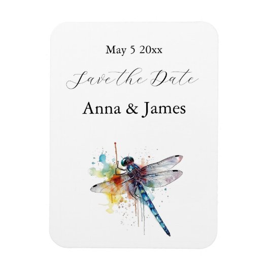 Dragonfly Wedding, aangepaste save the date sticke Magneet (Verticaal)