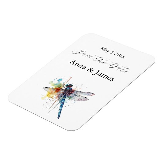 Dragonfly Wedding, aangepaste save the date sticke Magneet (Linkerzijde)