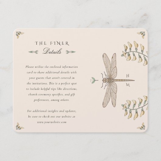  Dragonfly Wedding Informatie Kaart (Voorkant)