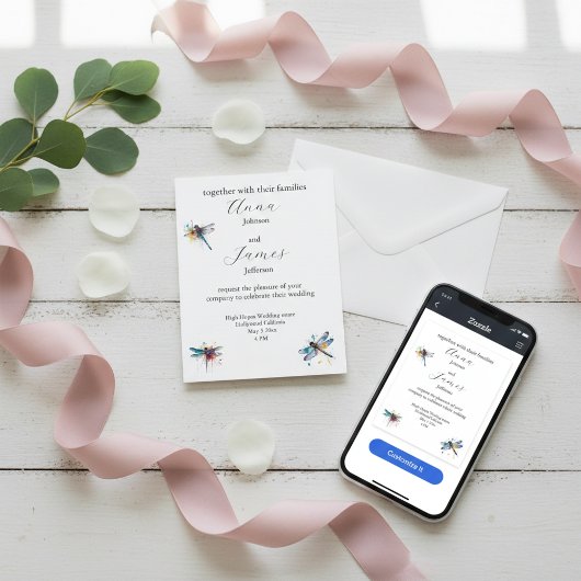 Dragonfly Wedding Invitation Briefkaart