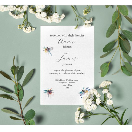 Dragonfly Wedding Invitation Briefkaart