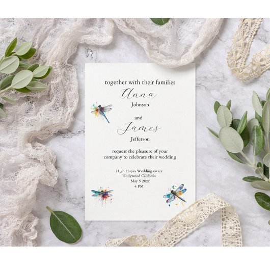 Dragonfly Wedding Invitation Briefkaart