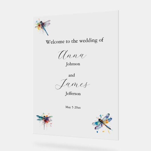 Dragonfly Wedding Invitation Briefkaart Acryl Bord (Hoek)