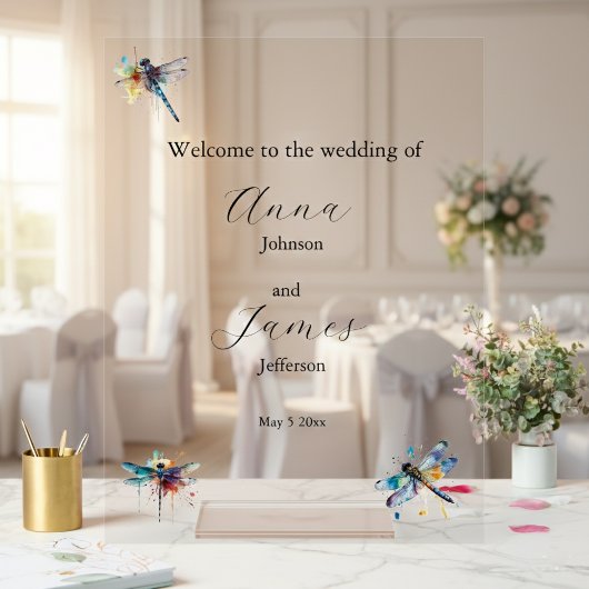 Dragonfly Wedding Invitation Briefkaart Acryl Bord
