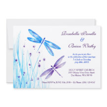 Dragonfly Wedding Invitations - Blauwe Waterverf