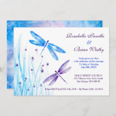 Dragonfly Wedding Invitations - Blauwe Waterverf Kaart (Voorkant / Achterkant)