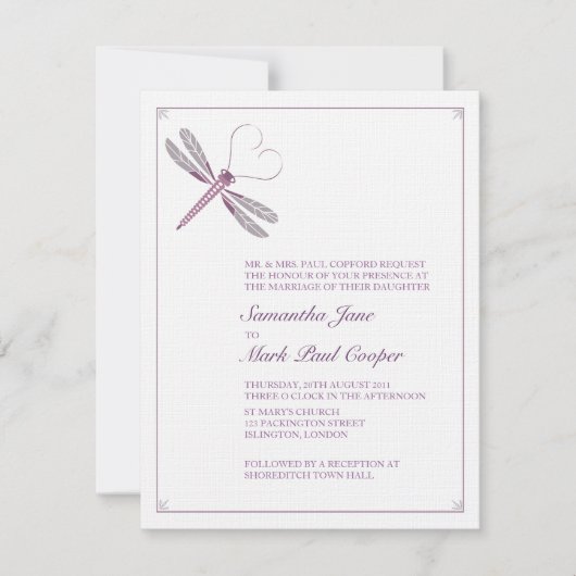 Dragonfly Wedding Invitations Kaart (Voorkant)
