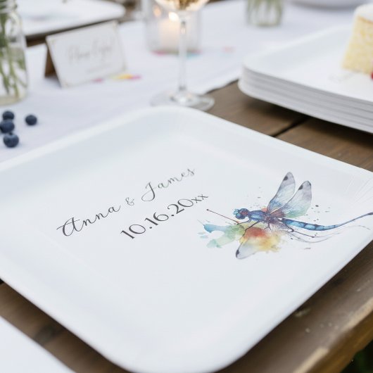 Dragonfly Wedding, op maat Papieren Bordje