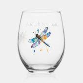 Dragonfly Wedding, op maat Wijnglas Zonder Voet (Voorkant)