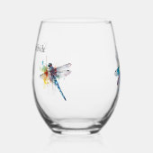 Dragonfly Wedding, op maat Wijnglas Zonder Voet (Rechts)