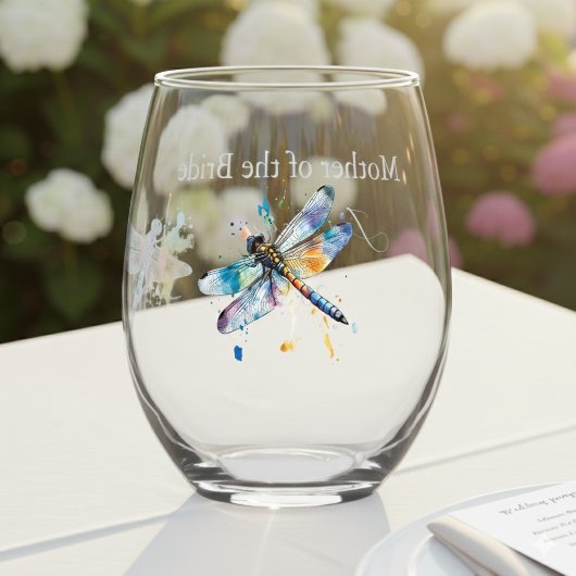 Dragonfly Wedding, op maat Wijnglas Zonder Voet