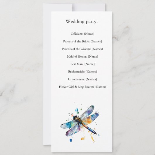 Dragonfly Wedding Program, aangepast (Achterkant)