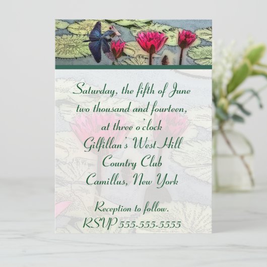 Dragonfly Wedding Uitnodiging (Staand voorkant)