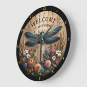 Dragonfly Welkom Bloemen Home Muur Grote Klok (Hoek)