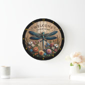 Dragonfly Welkom Bloemen Home Muur Grote Klok (Huis)