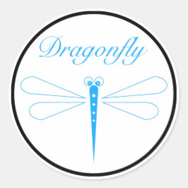 Dragonfly - White Classic Round Sticker, Glossy Ronde Sticker