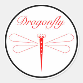 Dragonfly - White Classic Round Sticker, Glossy Ronde Sticker