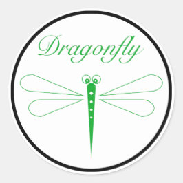 Dragonfly - White Classic Round Sticker, Glossy Ronde Sticker
